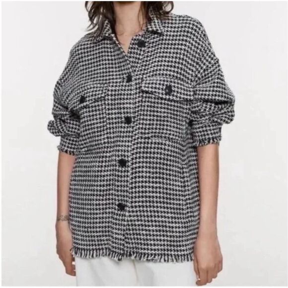 Zara oversized houndstooth shacket - Picture 1 of 7